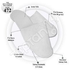 Tek Kullanımlık Tela Terlik – Overloklu Terlik