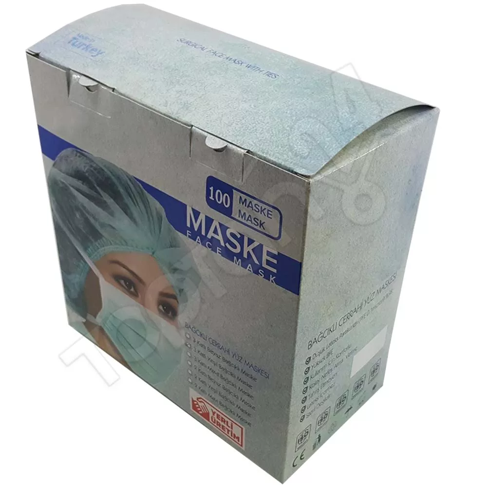 Medikal Bağcıklı Maske 3 Katlı Bağlamalı - Görsel 2